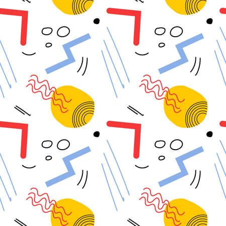 Memphis pattern. Retro background in color figuresのイラスト素材