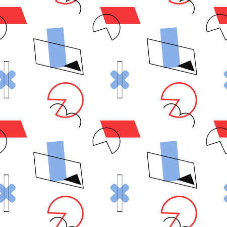 Memphis pattern. Retro background in color figuresのイラスト素材