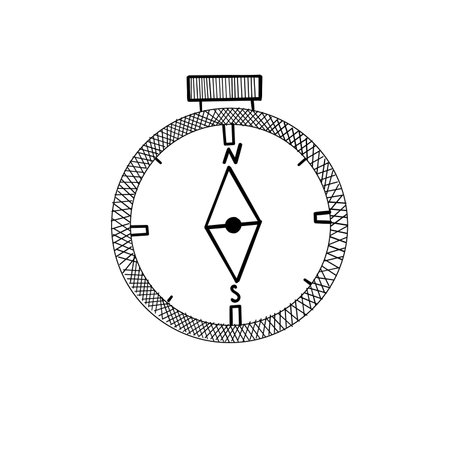 Compass Line Icon Isolated On White Backgroundのイラスト素材