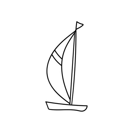 sail boat doodle style icon.Yacht travel summerのイラスト素材