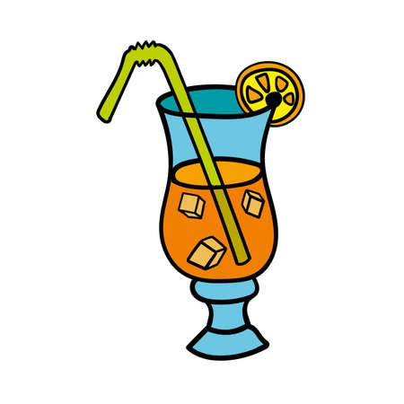 Hand drawn sketch alcholic cocktail tropical drinkのイラスト素材