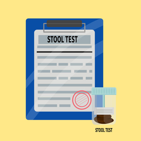 stool test Plastic jar and medical analysis formのイラスト素材