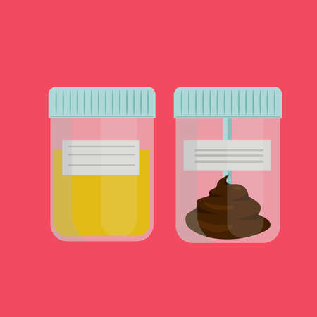 Analysis of feces and urine. Plastic jarのイラスト素材