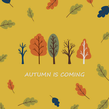 Autumn card poster template with trees vectorのイラスト素材
