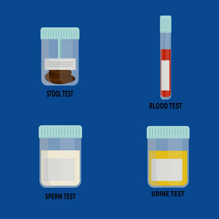 medical jars Sperm, urine, feces and blood test.のイラスト素材