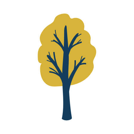 big autumn tree with yellow leaves. vectorのイラスト素材
