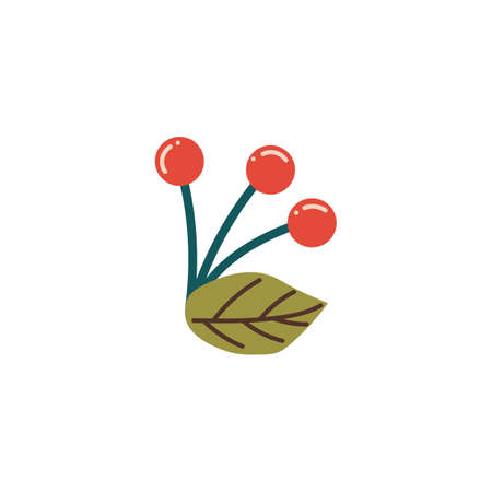 red cherries with leaf fruit vector illustrationのイラスト素材