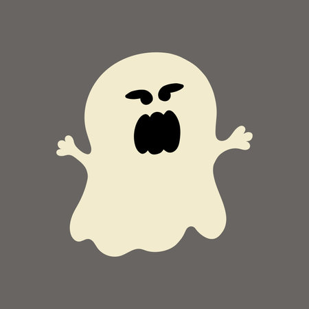 Cute ghost shocked flat style character designのイラスト素材