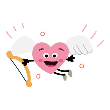 Funny heart with wings and arrows and bowのイラスト素材