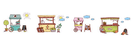 Street counters. Hand drawn cute vector setのイラスト素材