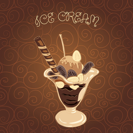 Template for design with hand drawn ice cream typography posterのイラスト素材