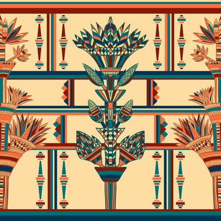 Egypt colorful ornament. Vector seamless patternのイラスト素材