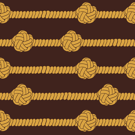 Navy rope and marine knots striped seamless pattern. Vintage  illustration collectionのイラスト素材