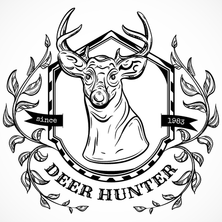 deer hunter label design template.のイラスト素材