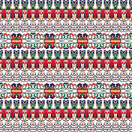 Thai art pattern. Oriental floral seamless ornament. Colorful hand drawn vector illustrationのイラスト素材