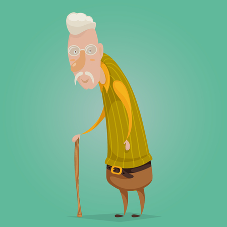 Old man cartoon character. Vector illustrationのイラスト素材
