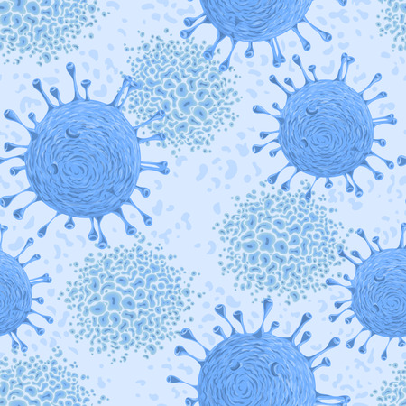 Seamless pattern with cells of virus and microbe. illustrationのイラスト素材