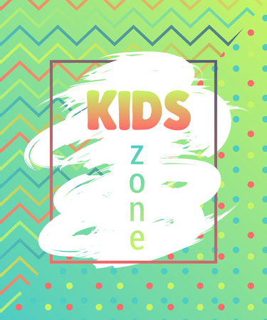 Kids zone banner. Design template with geometric elements and grunge brush stroke. Vector illustrationのイラスト素材