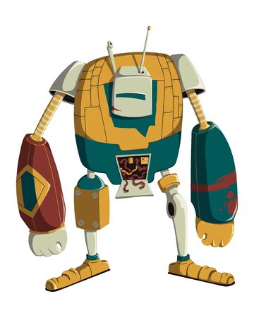 Cartoon robot character. Technology, the future. Artificial intelligence design concept. Isolated on white background. Vector illustrationのイラスト素材