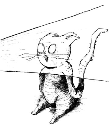 Mesmerized cat. Magic light hypnotized mind of animal. Funny cartoon character. Vector illustrationのイラスト素材