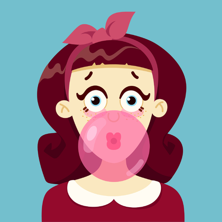 The girl blows gumのイラスト素材