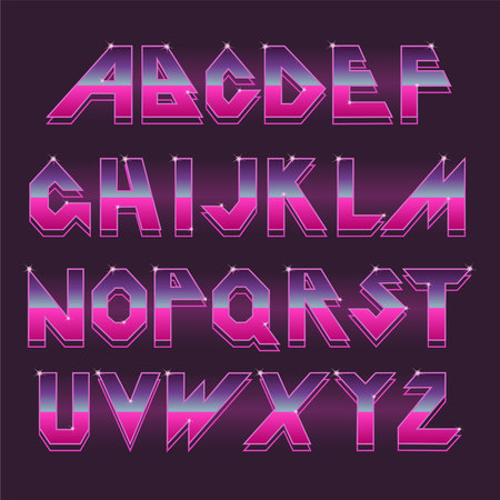 80 s retro alphabet font.のイラスト素材