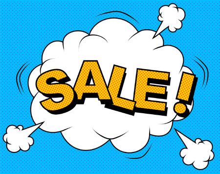 Vector cartoon illustration explosions. Comic Sale discount.のイラスト素材