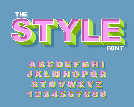 3d Bold retro font. Vintage Alphabet vector 80 s, 90 s Old style graphic poster set. Eighties style graphic template. Template easy editable for Your design. Bold modern style, vintageのイラスト素材