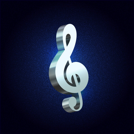 Vector silver treble clef 3D Music Day isolatedのイラスト素材