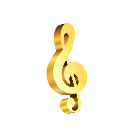 Vector gold treble clef 3D Music Day isolated on a white backgroundのイラスト素材