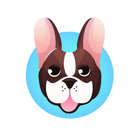 French bulldog head isolated on white background. Vector illustrationのイラスト素材