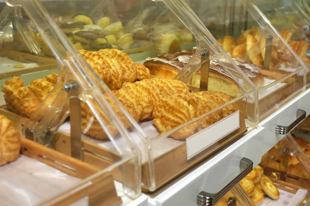 Bread fresh Baked loaves at bakery shop in Dalat Vietnamの写真素材