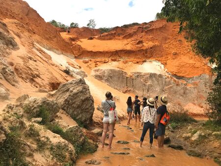 PHAN THIET, VIETNAM-January 11: The Fairy Stream is Vietnam%u2019s tourist attraction in Phan Thiet, Mui ne, that colored by the clay and limestone particles.  on Jan 13, 2018 at South Vietnamのeditorial素材