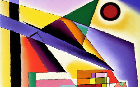Digital painting abstract art in cubism style, graphic drawing expressionism artwork, fashionable...