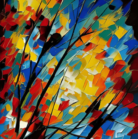 Abstract digital painting wall art print for canvas, decorative design, textile. Creative acrylic palette knife style graphic imitation. Art background texture.の写真素材