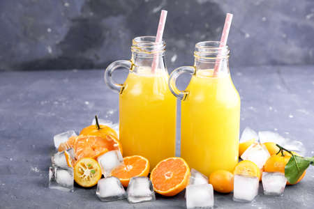 Fresh citrus juice Fruit slice Iceの写真素材