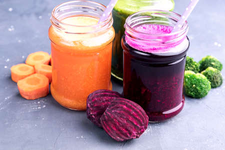 Carrot Beetroot Broccoli smoothieの写真素材