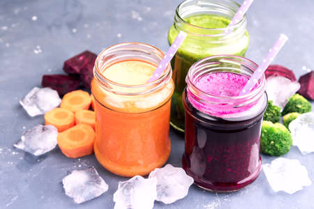 Carrot Beetroot Broccoli smoothieの写真素材