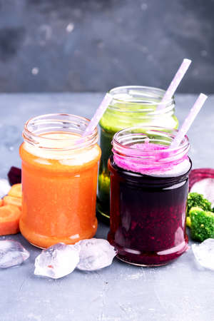 Carrot Beetroot Broccoli smoothieの写真素材