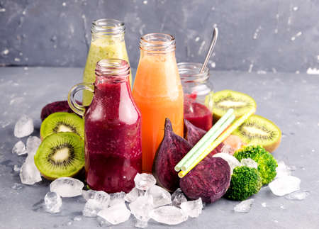 Carrot Beet Broccoli Kiwi Apple smoothieの写真素材