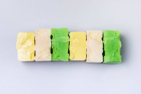 Handmade Spa Soap Organic Soa Various Soap Bars Spa Treatments Top View Horizontal Spa Conceptの写真素材