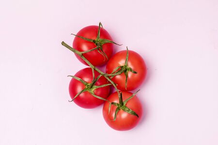 Red Raw Tomatoes Tasty Vegetable Top View Pink Background Group of Tomatoesの写真素材