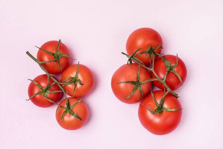 Red Raw Tomatoes Tasty Vegetable Top View Pink Background Group of Tomatoesの写真素材