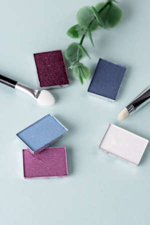 Eye Shadow on Blue Background Beauty Concept or Background Verticalの写真素材