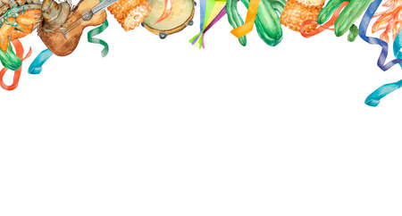 Brasilian June festival board watercolor illustration isolatedの写真素材