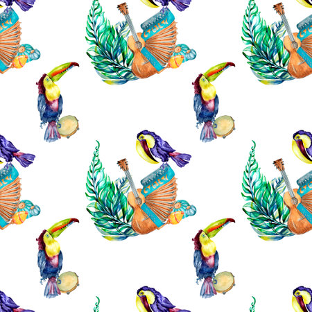 Seamless pattern for Festa Junina watercolor illustrationの写真素材