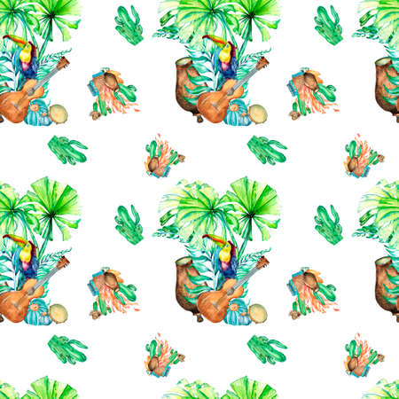 Seamless pattern for Festa Junina watercolor illustrationの写真素材