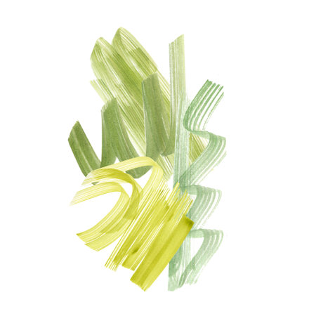 Composition of olive, green, purple paint stroke watercolor isolated on white.の写真素材