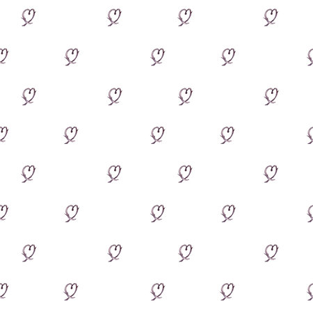 Hearts of twigs watercolor seamless pattern hand painted isolated on white. Minimalist repeated background of hearts. Designs textile, Valentine. Simple small hearts pattern for children fabric.の写真素材