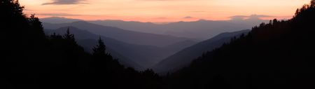 Smoky Mountains Panorama - mountain layers at dawn in the Smoky Mountains National Park.の写真素材
